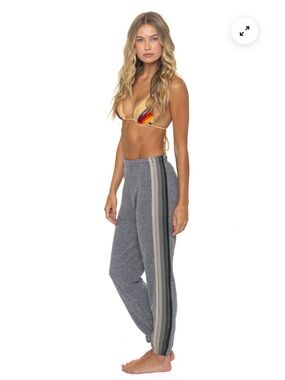 Aviator Nation Gray Track Joggers with Side Stripe